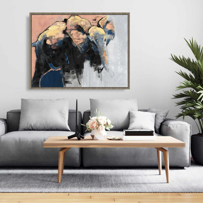 Gray Office Canvas | Abstract Elephant Framed Art Decor