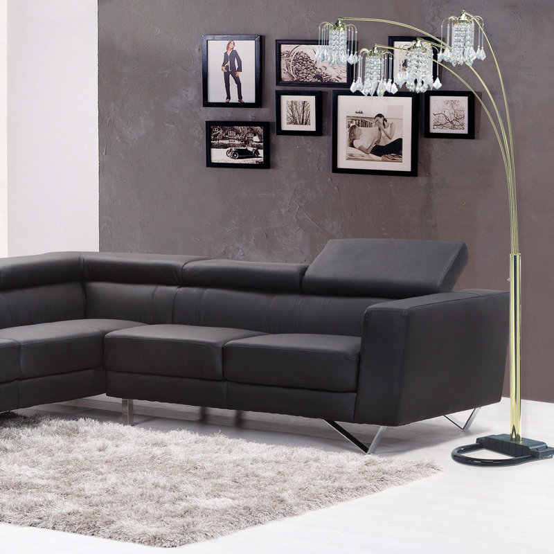 4-HEAD CRYSTAL INSPIRED ARCH FLOOR Lamp, Black/Gold