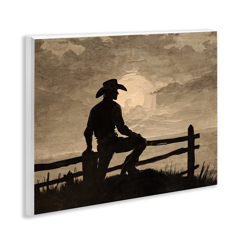 «Sunset Cowboy Fence Silhouette Wall Art» par Kim Allen