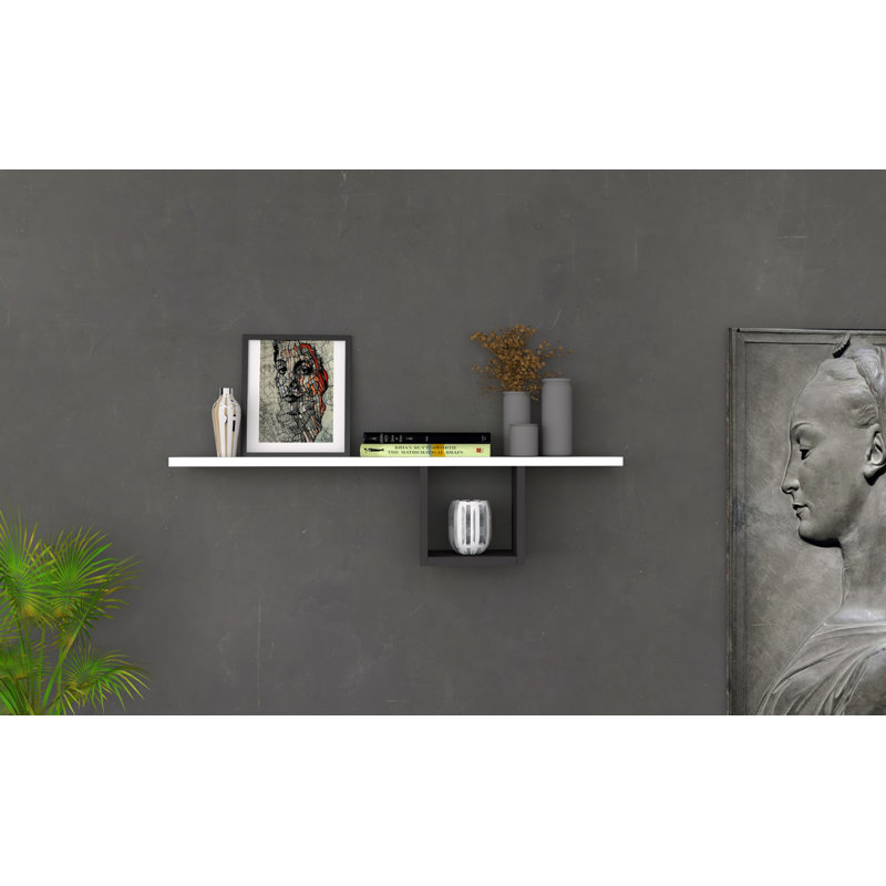 Tablette flottante 2 pièces Damaury, Blanc / gris anthracite