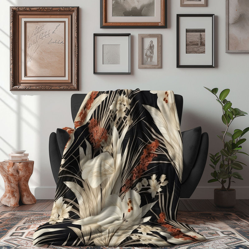Jeté 1 pièce Sherpa Bla Plush Pampas Serenity, Lit simple