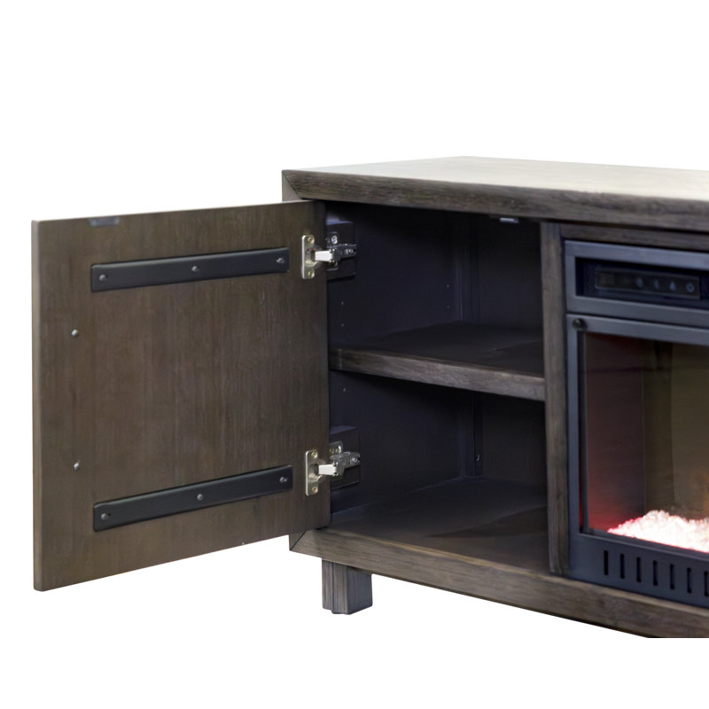 Console de foyer Oloughlin, rangement pour divertissement, meuble télé, entièrement assemblé, Gris