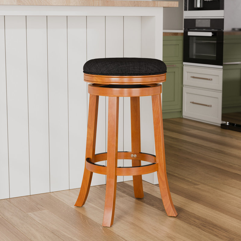 Tabouret de bar 30 po avec siège gris anthracite, conception naturelle - apparence de siège confortable, tissu, Noir
