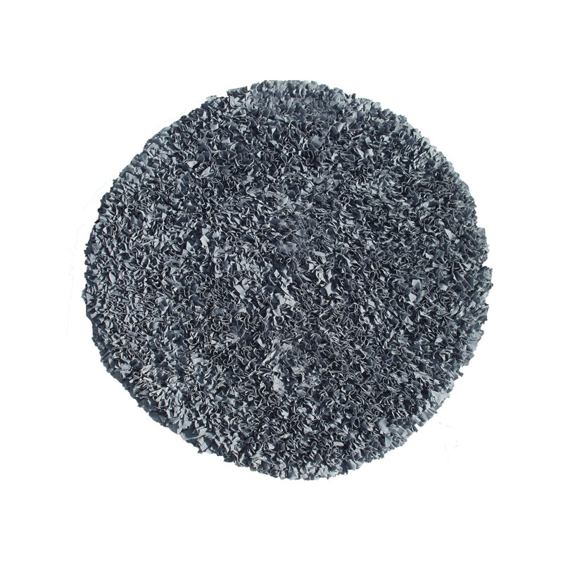 Tapis gris en coton fait à la main, Rond 4 pi