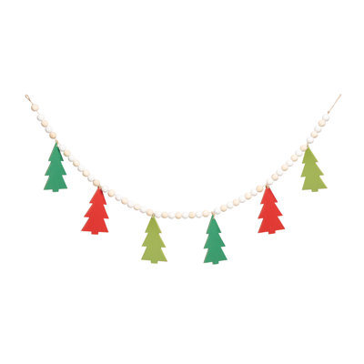  Wood 41.73 in. Multicolor Christmas Beaded Bright Tree Decor