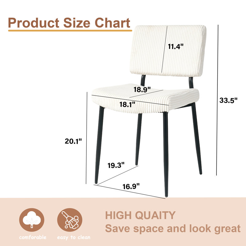 Chaise de salle à manger rembourrée en tissu moderne simple (ensemble de 4), Beige