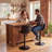 Zager Swivel Adjustable Height Bar Stool Leather Upholstered Counter Stools Round Base-92618618