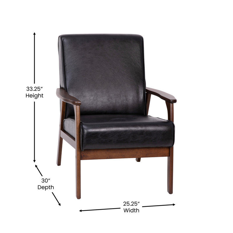 Chaise avec accoudoirs Devansshi, Similicuir noir