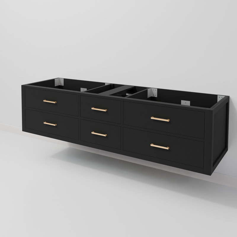 Meuble-lavabo double l 72 po x P 22 po Castor, Noir, noir, noir, noir