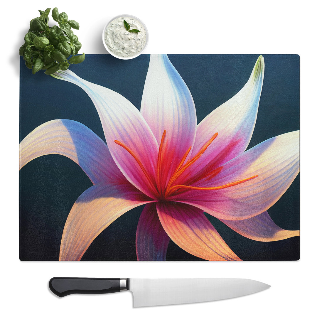 Futuristic Lily Flower Vol.3  Glass Chopping Board