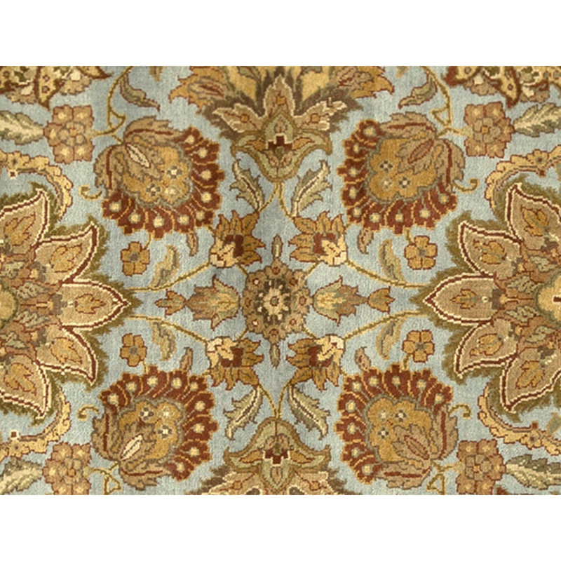 Hand Knotted Wool Oriental Area Rug in Light Blue And Ivory