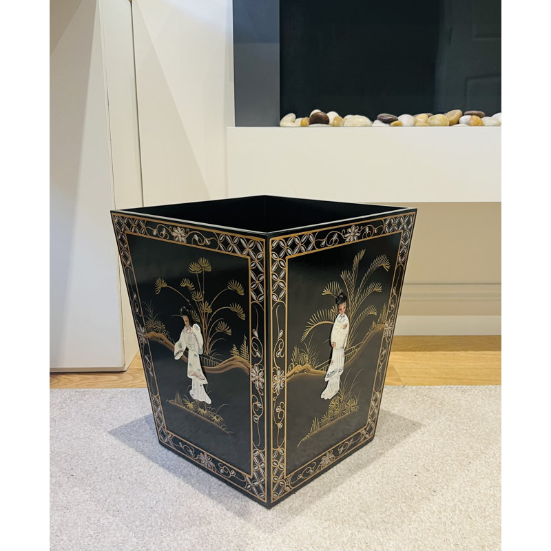 Aromola Hand Painted 15 Litre Waste Bin with Mother Of Pearl