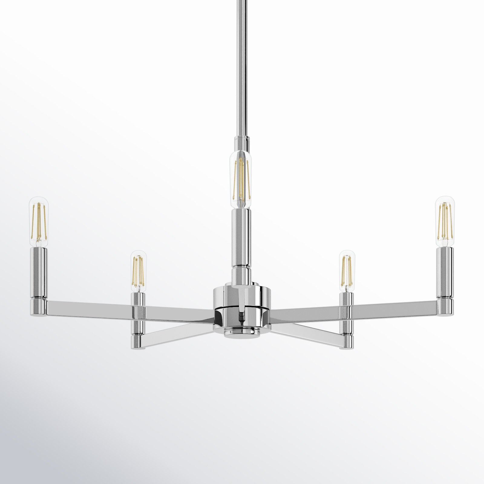 5-Light Chandelier, Chrome, 10.5"H x 24"W x 24"D