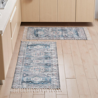 Jessica Simpson Machine Washable, Slip Resistant Accent and Runner Rugs with Fringe