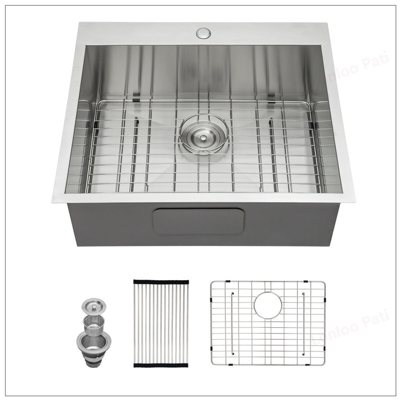 Durable Stainless Steel Drop-In Laundry Utility Sink with Deep Single Bowl and Complete Installation Kit