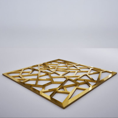 Venice Decorative Fretwork Acrylic Wall Panels, Extra Small, 7 3/8"W x 7 3/8"H x 1/8"T, Gold Mirror