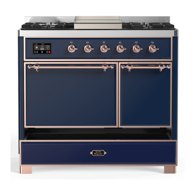 Majestic III Series 40 Inch Dual Fuel Range with 6 Sealed Burners, Griddle, in White (Natural Gas, Copper Trim)