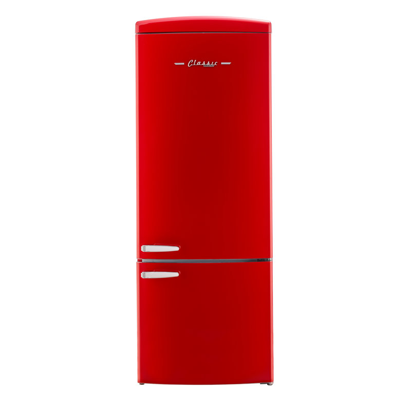 Classic Retro 28" 16.7 Cu. Ft. Frost Free Bottom Freezer Fridge In Summer, Energy Star, Red