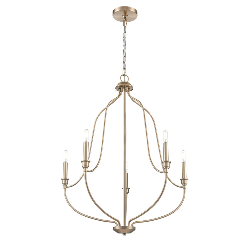 Lustre Senoia - or moderne, 5, H 31 po x l 25 po x P 25 po