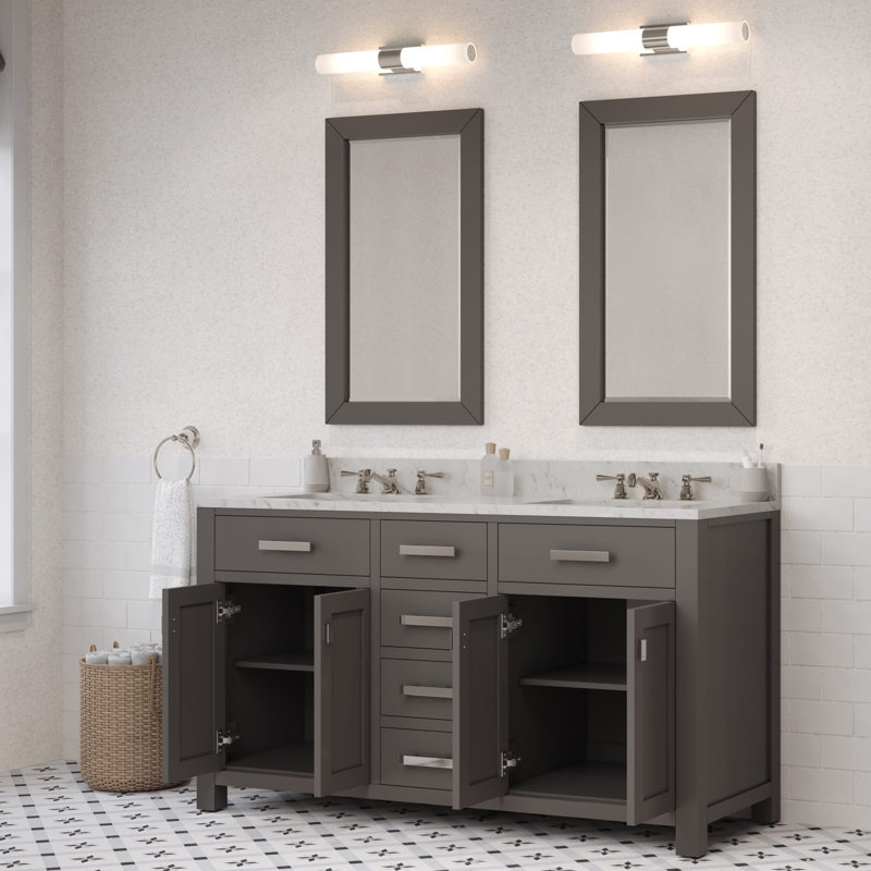Ensemble de meuble-lavabo double 60 po Minnetrista, Gris