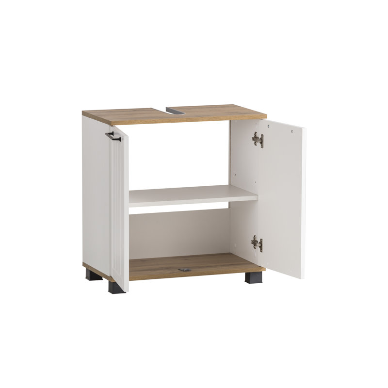 Alapaha Washbasin Base Cabinet in Country Oak/ Matt White, Matt white/Oak