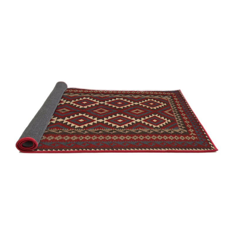 Tapis décoratif rouge du Sud-Ouest Wunder, Rond 6 pi