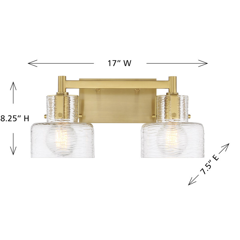  Luminaire de meuble-lavabo 2 lumières Dover en laiton chaud, Laiton, H 8,25 po x l 17 po x P 6 po, Deux lumières