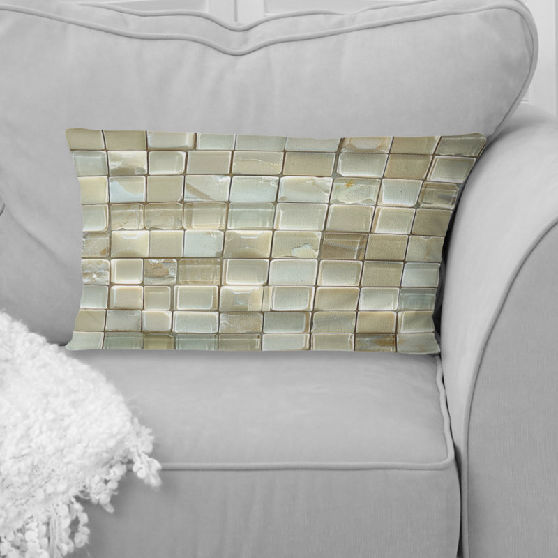 Beige Ivory Modern Mosaic I - Modern Lumbar Pillow