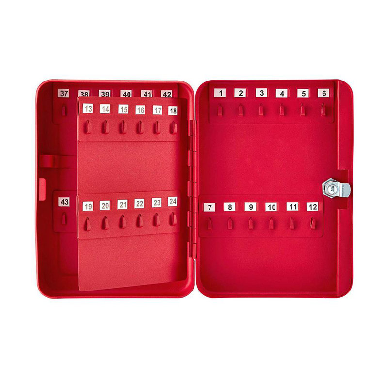48-Key Steel Key Cabinet with Key Lock with 148 Key Tags, Red