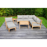 Huntington 4 Piece Teak Sectional Seating Group with Sunbrella Cushions