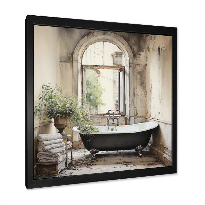 «Bath Bath» de Tranquility II - art mural, H 16 po x l 16 po x P 1 po, Cadre simple noir