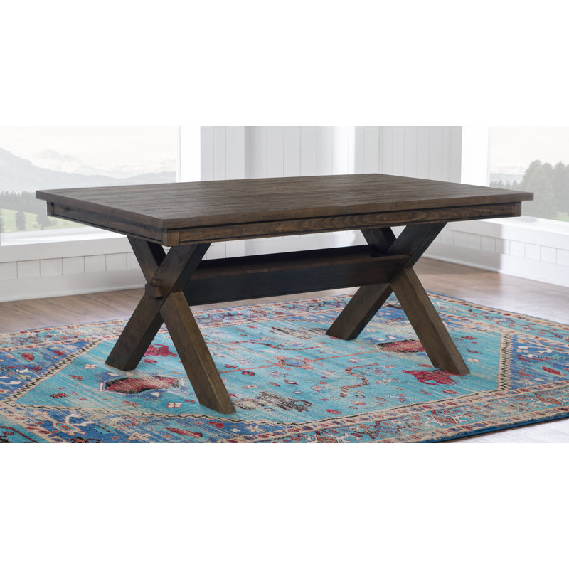 Asiel 6-Piece Upholstered Trestle Dining Set, Rustic Umber