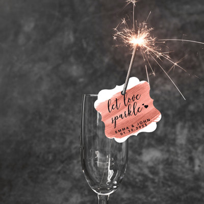 Cadre personnalisé sur mesure Let Love Sparkle avec étiquettes en papier brossé or rose