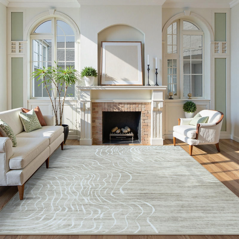Modern Washable Area Rugs for Living Room Abstract Non-Slip Rugs for Bedroom, Carpet for Playroom, Rectangle 8' x 10'