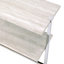 Table de canapé demi-lune avec support de traverse, chêne blanc et chrome
