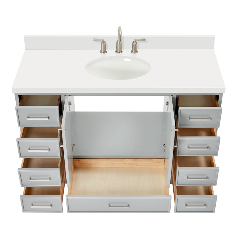 Meuble-lavabo simple avec plateau Abshire 55, Gris