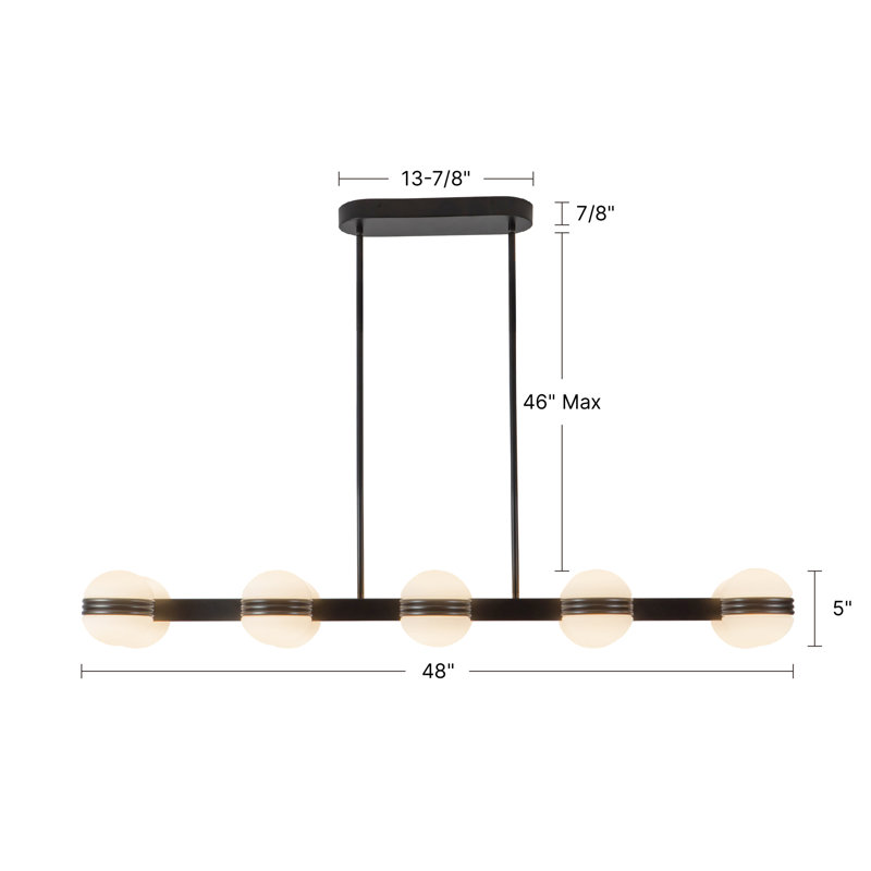Selene 4-ft Gold dimmable LED Linear Pendant, Matte Black
