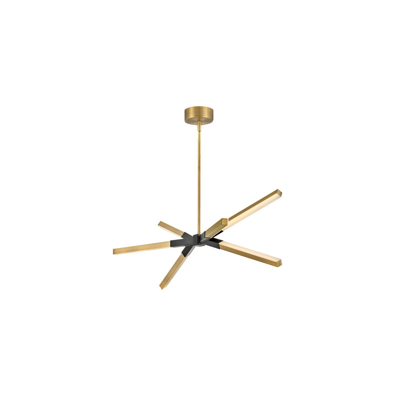 Rae 39" Integrated LED Hanging Linear Pendant Light, Lacquered Brass