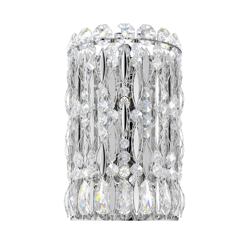 Sarella 2 Light 11in Wall Sconce in White with Clear Radiance Crystals, Polished Stainless Steel, Chinese (K9)