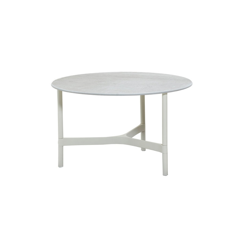Twist Outdoor Round Teak Coffee Table, Lava Gray/Black, 16.59" H x 27.6" W x 27.6" D