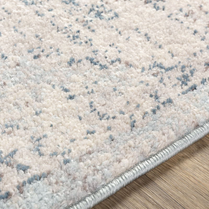 Tapis à motif oriental ivoire / bleu / chameau Flatiron, Rond 7 pi 10 po