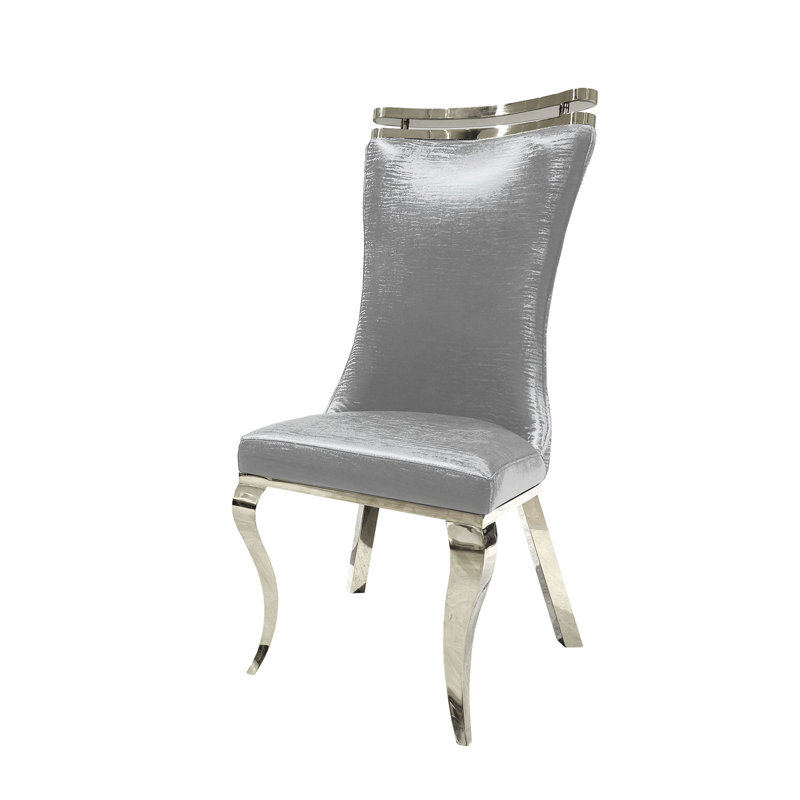 Ensemble de 2 chaises d'appoint Ludgera, Gris, Chrome chrome