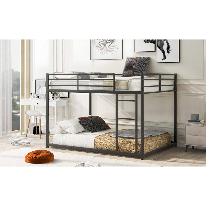 Metal Full Over Bunk Bed With , Black - Foot- And, Full, Black