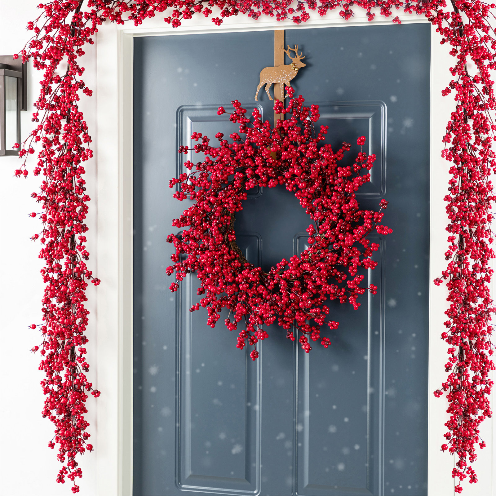 2-Piece 6Ft Christmas Red Berries Garland