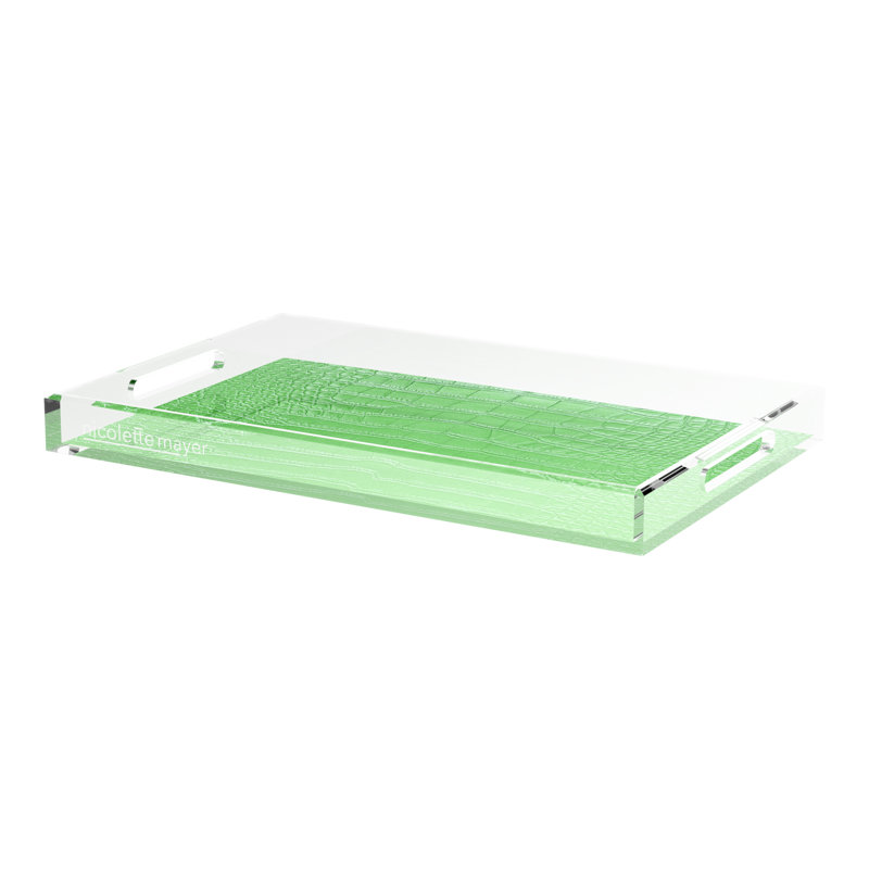Plateau décoratif crocodile rectangulaire en acrylique, L 22,5 po x P 14,5 po x H 2 po, Vert
