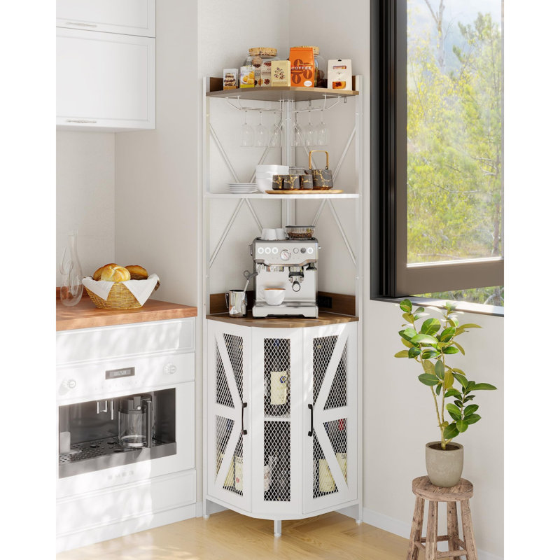 Support à vin pliable à 4 niveaux avec cadre en métal et tablettes en bois, armoire de bar autoportante pour la maison ou la cuisine