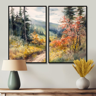 Petite route dans un paysage de montagne VII - Art traditionnel, impressions sur toile à 2 panneaux