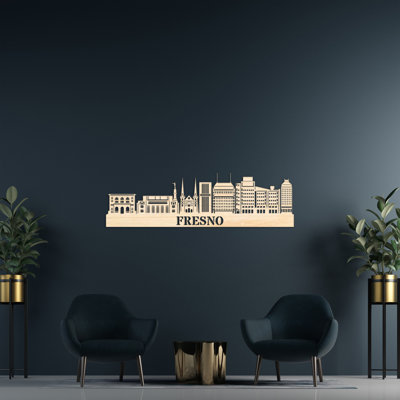 Décoration murale en bois Fresno City Skyline