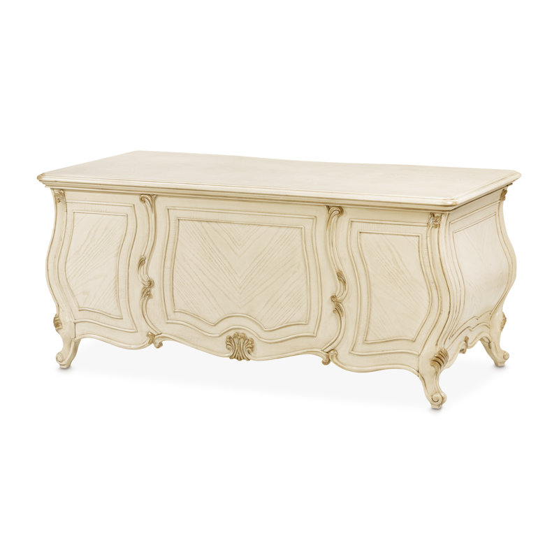 Platine de Royale Solid Wood Executive Desk, Champagne