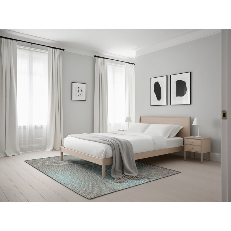 Tapis bleu/gris à motifs Kattamuri, Rectangle 5 pi x 7 pi